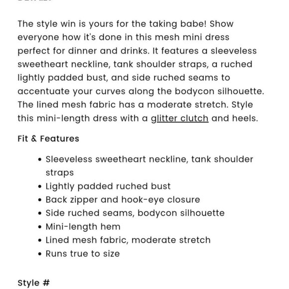 Windsor - Winning Style Mesh Ruched Mini Dress Size: Small - Picture 5 of 11